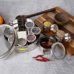 Home-Pro - See Through Neelam Masala Dabba | Stainless steel Spices Container | 9 Small Container | Air Tight 22.5 CM Diameter | Pack of 1