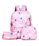 Unicorn Pink School Bag set with Lunch bag and pouch - lightweight bag fits to all age