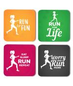 Whats Your Kick Run for Life Printed Set of 4 Coasters With Beautiful Metal Stand