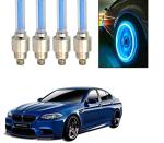 Feelitson Blue Car Tyre Led Light Rim Valve Cap Flashing With Motion Sensor Blue For M5 (Pack Of 4)