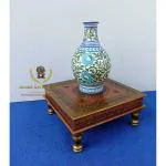 Panji Art Export Handpainted Multicolor Wood Handicraft Pooja Chowki, 15 X 15 X 6 Inch