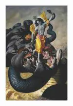 Lakswall Creations Shri Krishna Dance On Kaliya Naag Wall Poster For Room