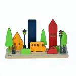 Smartcraft 15 Pieces Mini City Wooden Theme Board, Puzzles and Story Making Creative Educational Toy