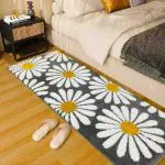 Roseate Flower Super Soft (50x120 cm) Microfibre 2000 GSM Anti Skid Runner for Bedroom/Carpets for Living Room/Kitchen Mats for Floor/Floor Mat/Bathroom Mat/Rug (Grey) Pack of 1