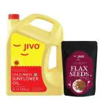 Jivo Cold Pressed Sunflower Oil 5L+ JIVO Raw Unraosted Flax Seeds -250g