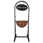 GARDEN KING 12 Inch Welcome Planter Basket Stand with Coco Liner