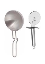 Urban Buy Aluminium Tadka Pan With Stainless Steel SS Pizza Cutter and Multicolour, Pack of 2
