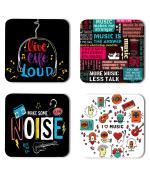 Whats Your Kick Music Lover Live Life laud Quotes Printed Set of 4 Coaster With Metal Stand