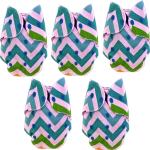 Swito Mart Infant Baby Reusable Cotton Pocket Diaper And Multi Cotton Insert Adjustable Washable Wet-Free Printed Pack of 5 (Zigzag) 824 ()