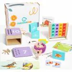 Curious Cub Montessori Learning Wooden Toys Box (Box 11: 1.5 to 2 Years) Wooden Counting Box, Color sorting and matching, Puzzles, Shadow Matching Activity, Flashcards