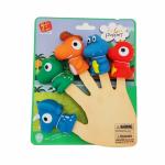 Cots and Cuddles 5pc Cute Animals Design Finger Puppet Fun Toy for Kids | Bath, Travel, Play Time Fun Toy Birthday Gift for Boys & Girls (Dino)
