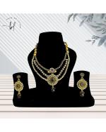 BangOnLayers Gold-Plated Kundan Necklace & Earrings Set |Pack of 1|Colour:-White Gold