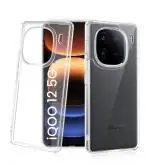 Golden Sand for iQOO 12 5G Back Case - Ice Crystal Hybrid Shockproof Back Cover, Transparent PC Military Grade TPU, Crystal Clear