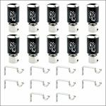 BUMBERELL Stainless Steel Curtain Brackets Parda Holder with Support 1 Inch Curtains Rod Pocket Floral Print Door and Window Curtain Holders and Rod Support Fittings ( Black 10 Pair)
