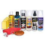 MAX Premium Car Care Kit (Pack of 6 Items of 200 ML Each, 1 Piece Leather Keyring, 1 Piece Microfiber Cloth and 4 Pieces Foam Applicators) for Cleaning, Washing, Conditioning, Rubbing and Polishing Your Cars