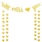 Festiko WeLl Miss You Banner, Heart Paper Garland Valentines Day, Going Away, Goodbye, Retirement, Farewell Graduation Party Decorations