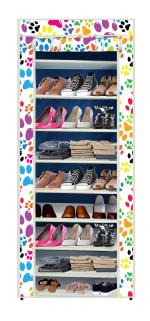 Eco Shopee Shopping Simplified Printed Shoe rack Multipurpose Collapsible Cabinet Rack Storage Organizer Foldable Almirah Non-Woven Laminated Fabric 4 Shelves , 1 Side Pocket
