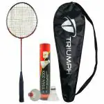 TRIUMPH Badminton Racket, Badminton Shuttle Cock, Badminton Racquet Triumph Magic 1 Pc with 10 Pc Triumph TITAN-200i Duck Feather Shuttlecock & Full Racket Cover