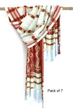 EPIC STORE Assamese gamusa rich design full embroidery golden thread with tassels,Pack of 7