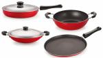 Nirlon Non Stick PFOA Free Scratch Resistant Coating Cookware Set of 4 Pieces-FP12_KD12_AC_FT10