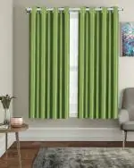 HOME STYLISH Polyester Solid Crushed Texture Curtain, Door, 7 feet (2.13 m) Green Pack of 1