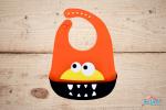 The Little Lookers Orange Adjustable Strap, Waterproof, Stain Proof Silicone Feeding Bib