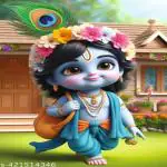GraphicWord Photographic Paper Little Baby Krishna Religious Unframed Acrylic Paint Posters Multicolour Printed | Religious Art & Posters for Home Décor | 12 x18 Inch or 30cm x 45cm