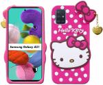 Mintak Samsung Galaxy A51 Pink and White Silicon Scratch Resistant Mobile Back Cover