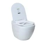 JAQUAR SOLO Range One Piece Rimless Wall Mount Western Commode (White) | 375x520x400 mm, UF Soft Close Slim Seat CoverWestern Toilet/Water Closet(EWC) For Bathroom | SLS-WHT-6953BIUFSM