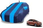 Auto Hub Car Cover Compatible for Tata Tigor with Mirror and Antenna Pocket, Water resistant, Elastic Bottom, Triple Stitched, Wind Proof, Black-Blue