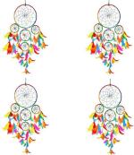 Ryme Multicolor 5 Ring Dream Catcher Wall Hanging For Home Offfice Wool Dream Catcher, 7 Inch (Pack Of 4)