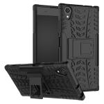 S-Hardline Sony Xa1 Plus Black Rubber, Plastic Shockproof Hybrid Kickstand Back Case Cover
