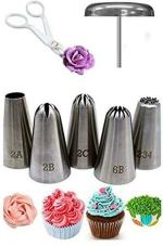 Bulky Buzz Best of Baking Steel Baking Tools Set, pack of 7 (Rose Nail, Scissor, 2A, 2B, 2C, 6B, 234 Nozzle)