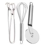DreamBasket Stainless Steel Pakkad & Egg Whisk & Pizza Cutter for Kitchen