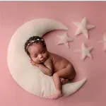 The Purple Tree Moon and Star Cushion Baby Photo Shoot Prop Accessories (Pack of 1 Moon and 5 star, White) Cute Props For Babies , Newborn Photography Props