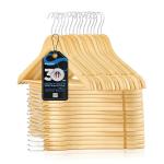 ROCKFIELD SereneLife Premium Solid Wooden Hangers - Smooth Finish Space Saving Heavy Duty Suit Clothes Hanger Set w/ 360 Degree Swivel Metal Hook, Precisely Cut Notches, for Coats Jackets Pants Dress (30-Pack)
