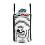 PrettyKrafts Black Folding Round Laundry Basket for Clothes with Handle,45 L