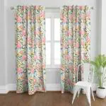 TailoringIndia Digital Multicolour Flower Printed White Curtains for Windows, Doors, and Extra-Long Doorways - Elegance Redefined, Set of 1, (Door - 7ft)