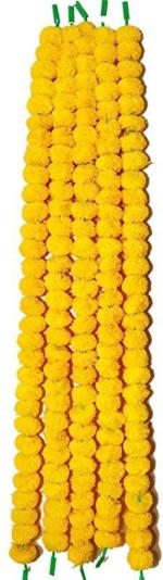 PARTY MIDLINKERZ Fluffy and Beautiful Plastic Marigold Garland Artificial Flowers 60 inch (Pack of 10)