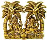 SP Handicrafts Gold Aluminum Laxmi Ganesh Marti with Coconut Tree 18 cm (Pack of 1)