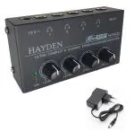 SPEHUB HA400 Headphone Amplifier 4 Ch Channel Metal Stereo Audio Amplifier, Mini Earphone Splitter with Power Adapter - 4X Quarter Inch Balanced TRS Headphones Output and TRS Audio Input for Sound Mixer