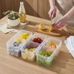 Netrowel New Portable Kitchen Fruit Vegetable Plastic Food Storage Container With Lid (Pack Of 3)