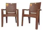 ANMOL Moulded Fortuner High Back Chair Heavy Structure Build Chair Brown Weight Capacity 200kg set 2 | Chair | Comfortable Chair | Plastic Chair | Kursi