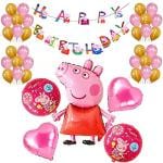 AizelX Peppa Pig Party Birthday Combo 56 items- peepa Banner , 50 balloons and 5 foil balloons birthday decorations
