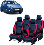 AUTO-SAFE Black, Red PU Leather Car Seat Cover for Hyundai Grand i10 NIOS Pack of 4
