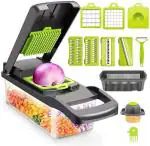 ORTOLY 14 IN 1 FOOD Vegetable Chopper Vegetable Cutter Spiralizer Vegetable Slicer - Food Onion Veggie Chopper Dicer Potato Fry Cutter