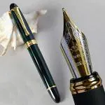 GOLD LEAF JINHAO X450 Luxury Dark Green color, Fountain Pen M Nib New