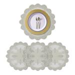 Kuber Industries Placemat | Dining Table Placemat | Center Table Mats | Round Plain Net Placemat Set | Side Table Placemats for Hotel-Home Décor | 20 Inch | Pack of 4 | Light Cream