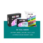 Kadam Fabric Dye Colour, Shade No 30 Teal Green 50g Pack of 10 Single Color Pouches ,Includes Color Fixer ,Kadam Pakka Rang