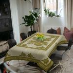 Bigger Fish Polycotton Kohinoor Printed 6 Seater Decorative 60x90 Inch Dining Table Cover (Green)